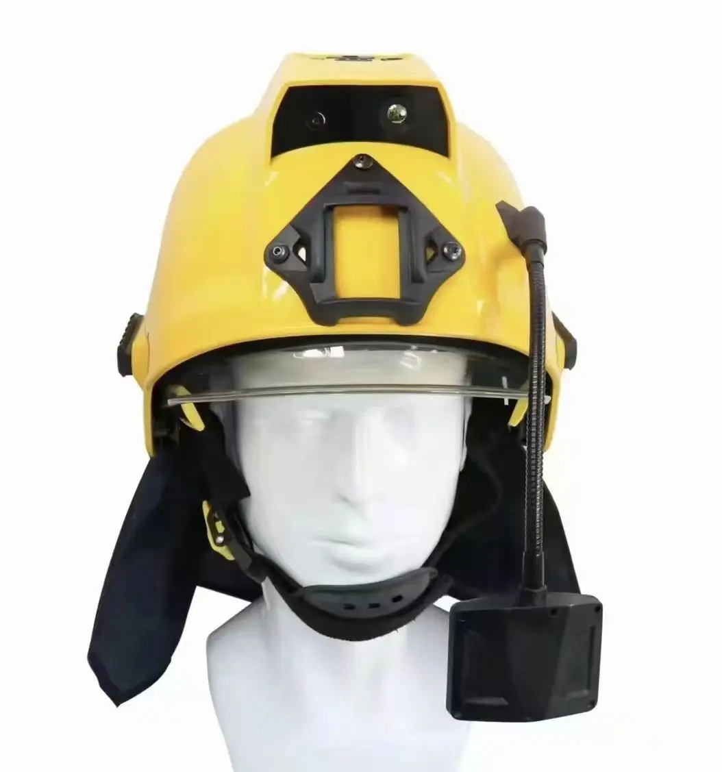 4G live streaming fire fighter helmet ABS fire proof IR thermal-image camera SOS Alert with Command software VMS