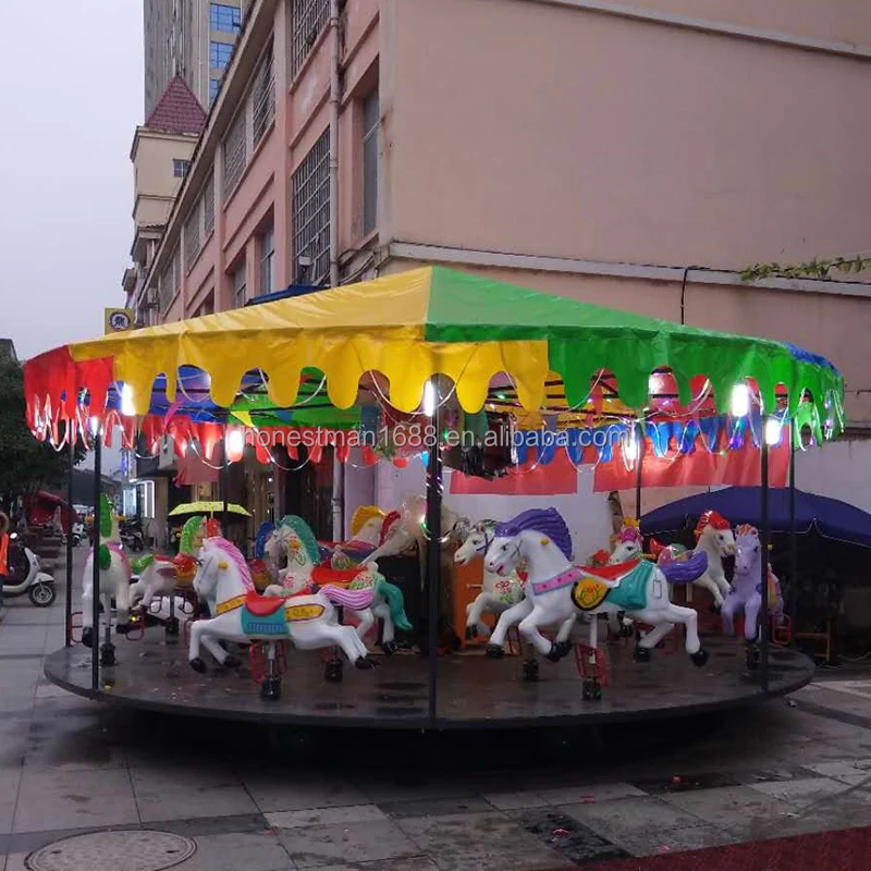 mobile portable trailer merry go round adults playground amusement park babies outdoor children horse carousel ride for kids