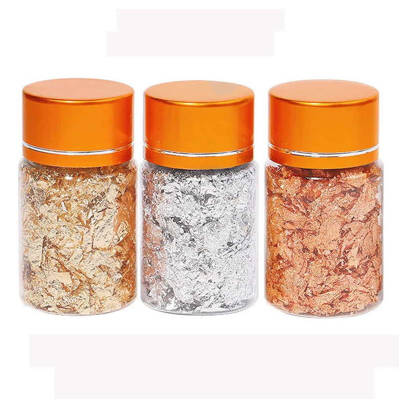 3g 5g 10g Metallic Leaf for Nails Painting Craft Silver Gold Nail Foil Flakes for Resin