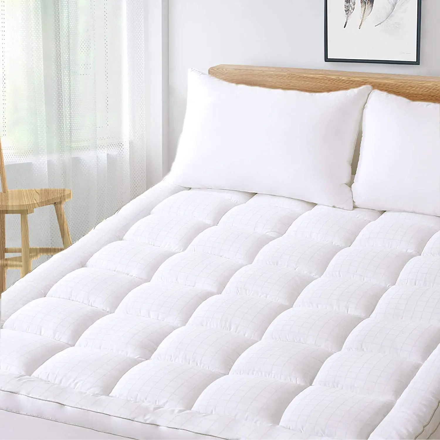 Machine Washable Direct Sales Cheap White Goose Topper Two Layers 10% Goose Down Feather Mattress Topper