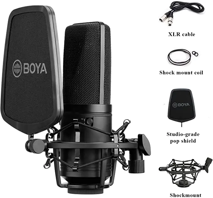 BOYA BY-M1000 Professional Studio Large Diaphragm wired dynamic audio vocal Microfone for Recording songs Broadcast Live Vlog
