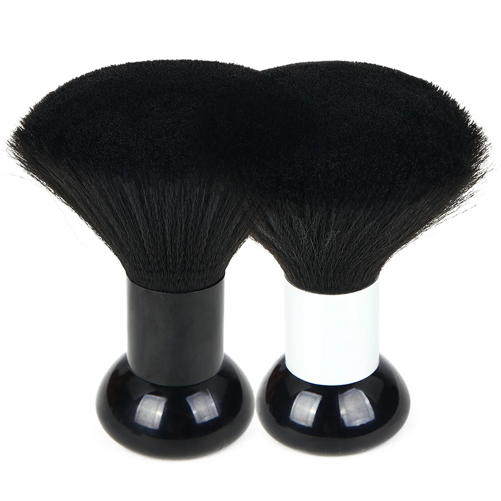 Leeons Black Powder Duster Brush with Plastic Handle Grip Salon Barber Neck Hair Cleaning Haircut Brush