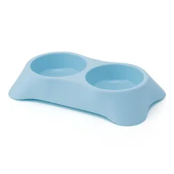 Cheap Low Price Medium Size Plastic Double Bowl Pet Dog Water Food Feeding Bowl