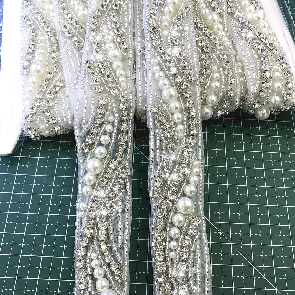 L236 Rhinestone bodice applique for dresses trims rhinestones applique crystal appliques