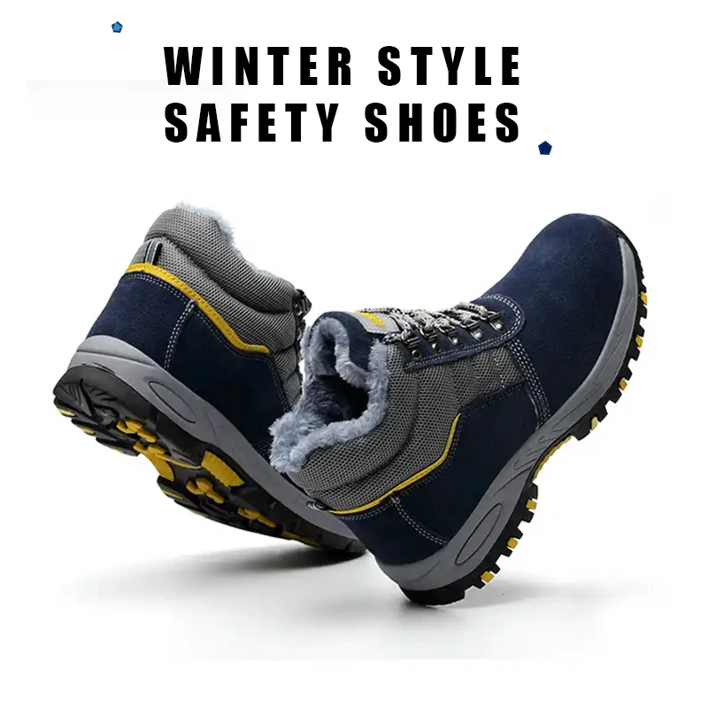 Suede Cow Leather Anti fire Steel Toe Anti smash Anti puncture Rubber sole Anti slip Work Safety Shoes