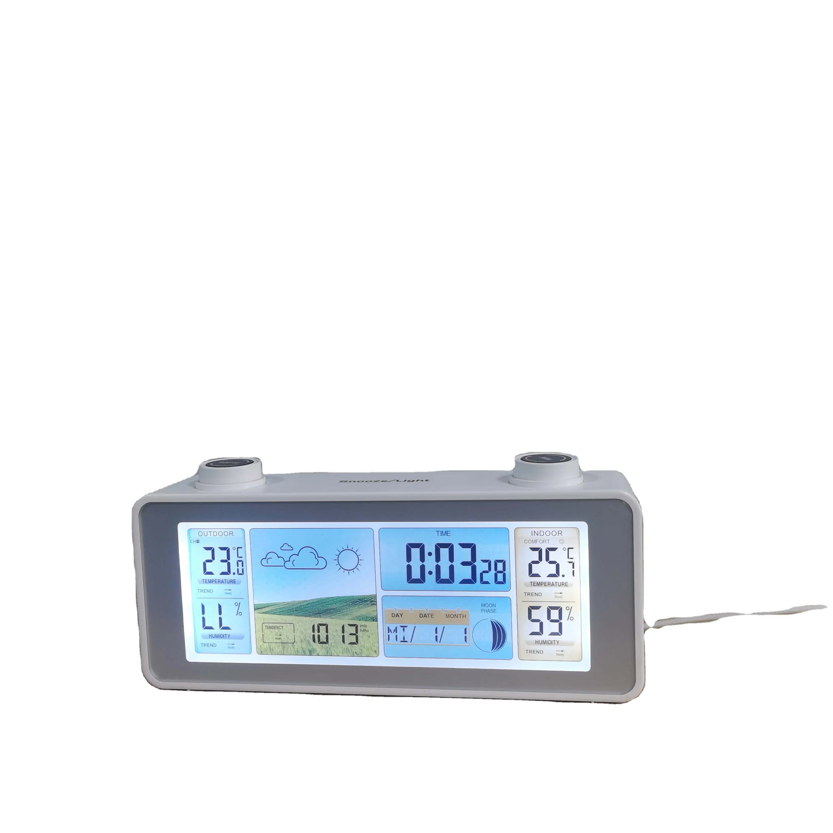 Factory Wholesale Large Display Weather Station Clock Indoor Outdoor Hydrometer Humidity Clock