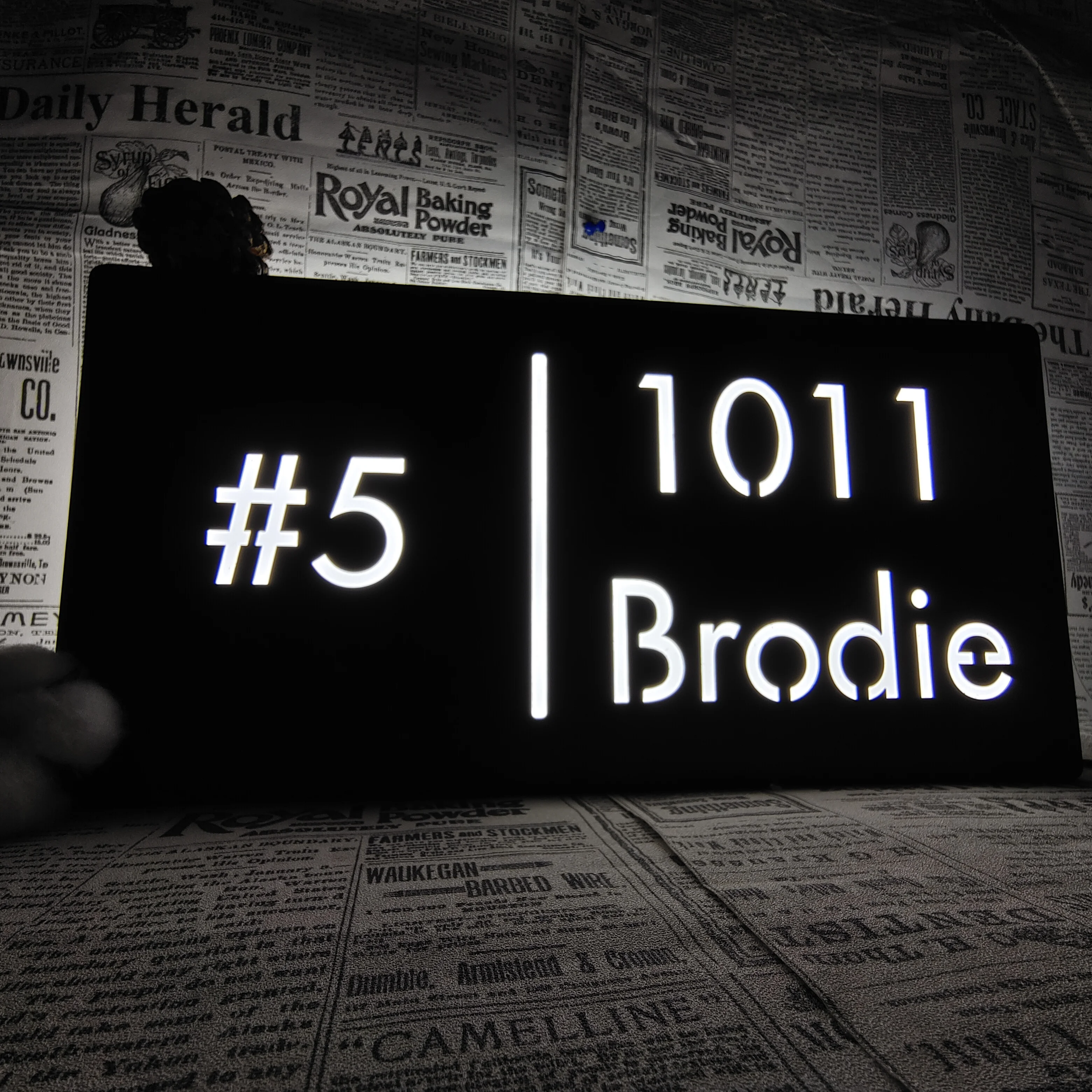 Interior Used Stainless Steel Door Plate Signs LED Illuminated House Number Signage Light Up Room Name and House Number