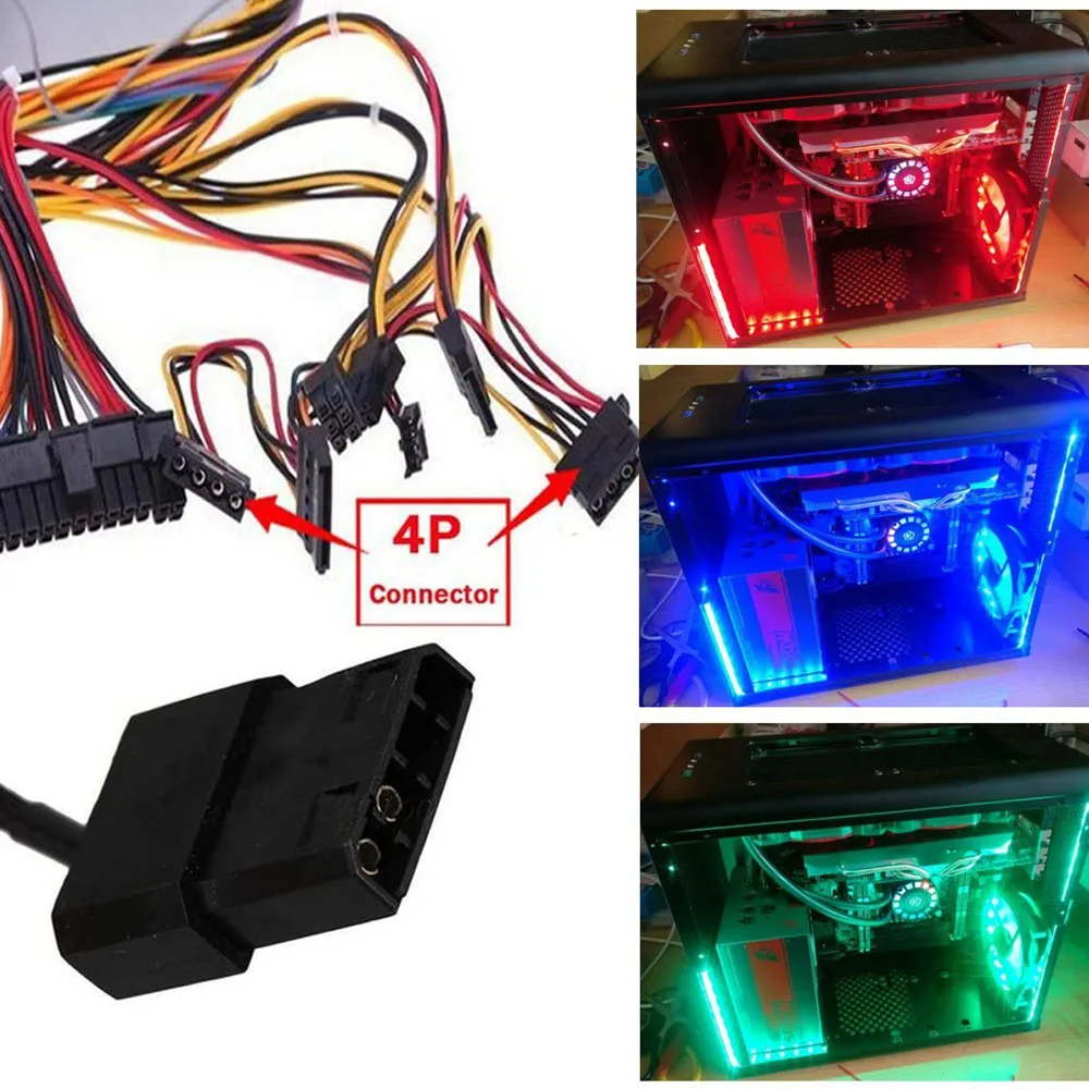 Светодиодная лента 12V RGB 4-контактный светодиодный заголовок для ПК компьютер оболочки материнская плата цветная (RGB) Панель управления (+ G красные/зеленые/голубые/желтые/белые Светоотражающие B) / SATA Molex разъем
