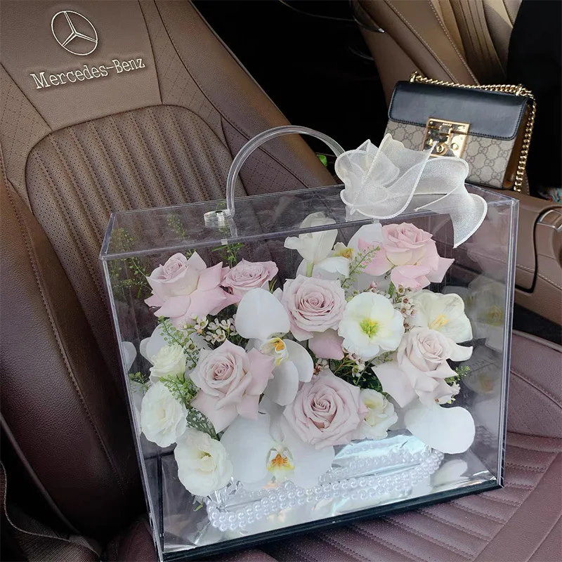 Festival gift box multifunction size customized storage box flower acrylic box with lid