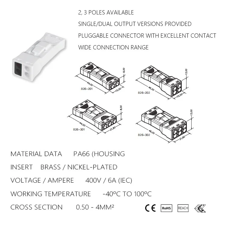 2022 New Product Ch-2 Electrical Building Led Lighting Terminal Connector Tilt Quick Coupler