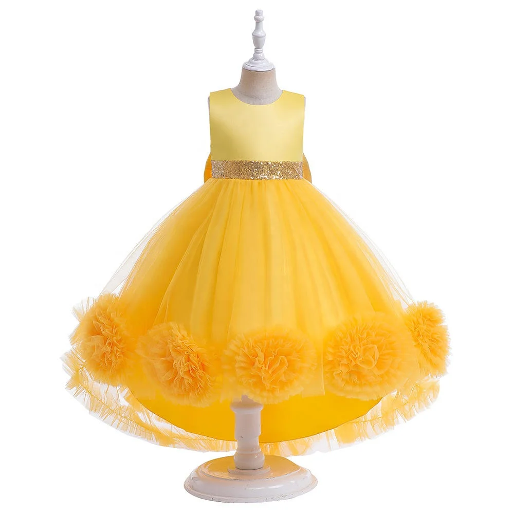 New Year Girls Lace Flower Christmas Princess Elegant Kids Trailing Dresses Baby Children Clothing Dress Party Costume Clothes