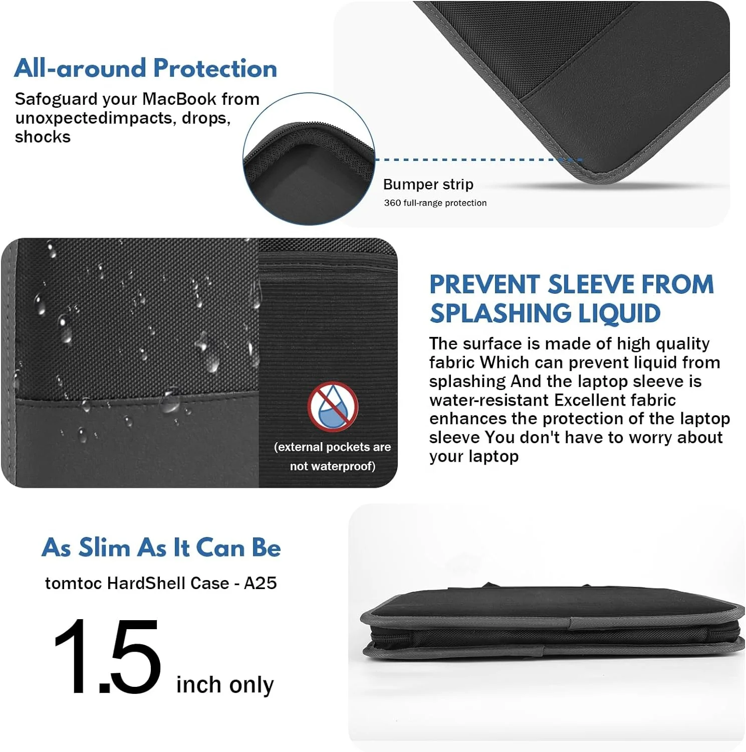 OEM Custom Print Hard EVA Laptop Sling Bag Computer Cover Cases Messenger Laptop Carry Business Bag with Handle Black for Women