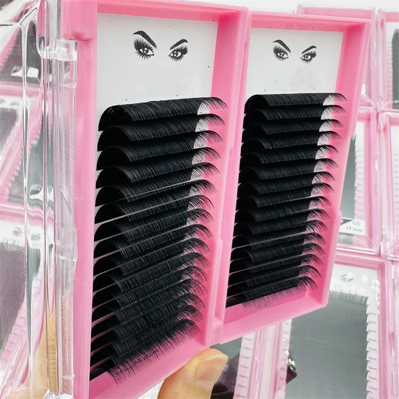 Velvet Volume Eyelash Extensions Supplies Private Label Individual Lash Trays Dark Matte Black Cashmere Lash Extensions