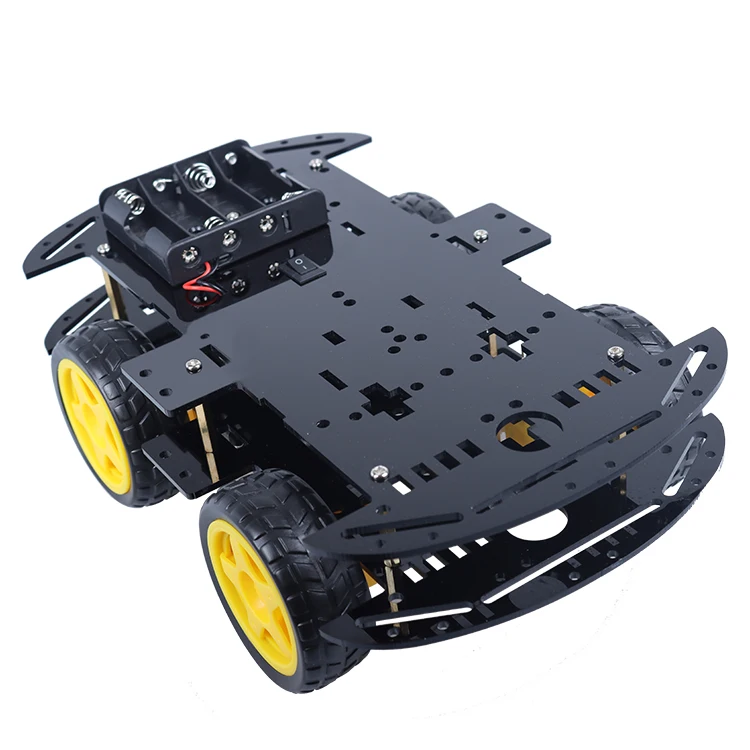 
OEM ODM DIY Robot Car Chassis 4WD 2Layer Black Acrylic Smart Car Chassis  (1600182612041)