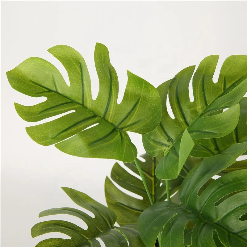 Modern Artificial Monstera Leaf Greenery Artificial Plastic Material Decoration Leaf home decor latest