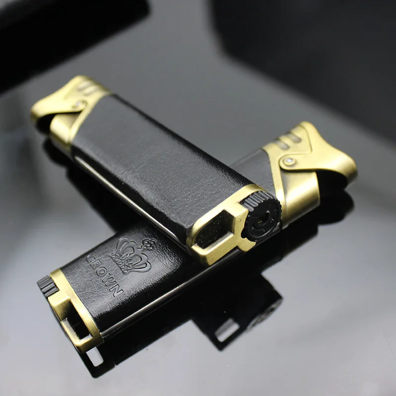 Leather cigar lighter windproof gas business crown lighter