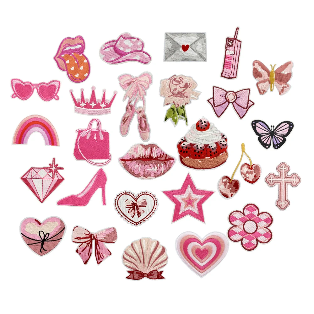 Распродажа розовая сумка для макияжа с изображением сердца и звезды вышивкой милые нашивки девочек