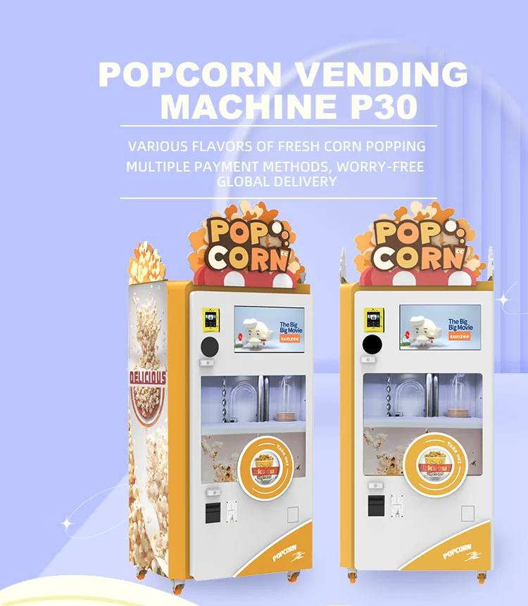 Automatic popcorn machine support multi-language professional commercial vending machine 7 flavours