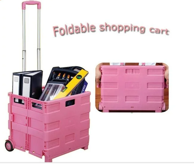 2024 new design plastic foldable trolley with wheels