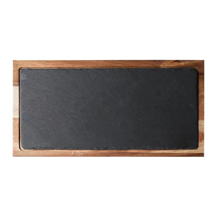 Large Charcuterie Party Tray Solid Acacia Wood and Slate Meat And Cheese Board Set
