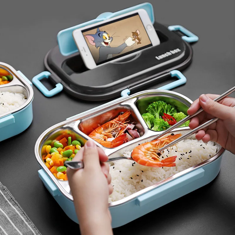 Wholesale High Quality 304 Stainless Steel Tiffin Lunch Box Leak Proof Lunch Bento Box with Cutlery for Adults & Kids