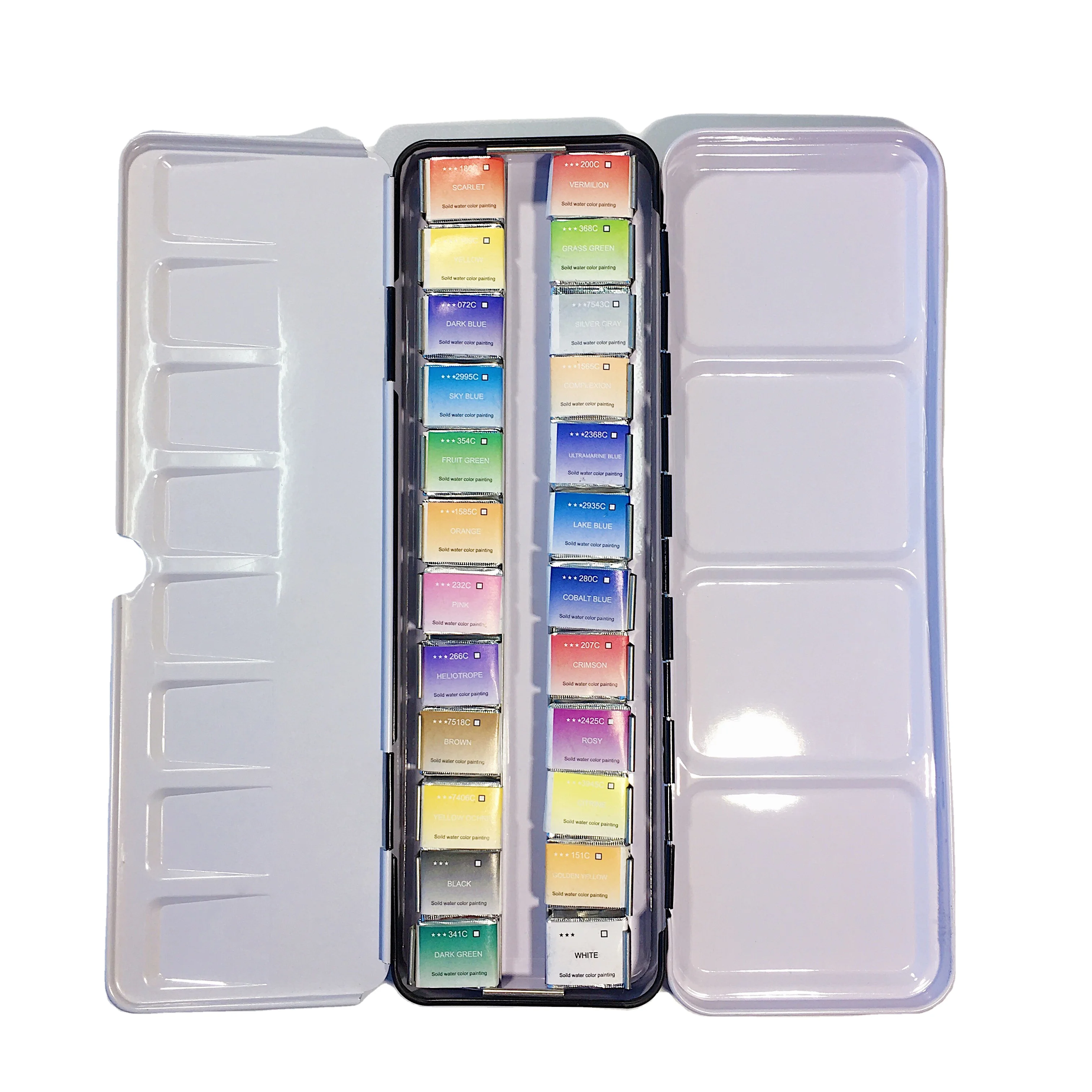 Professional Painting 24color paper wrapper solid watercolor artist paint set with brush