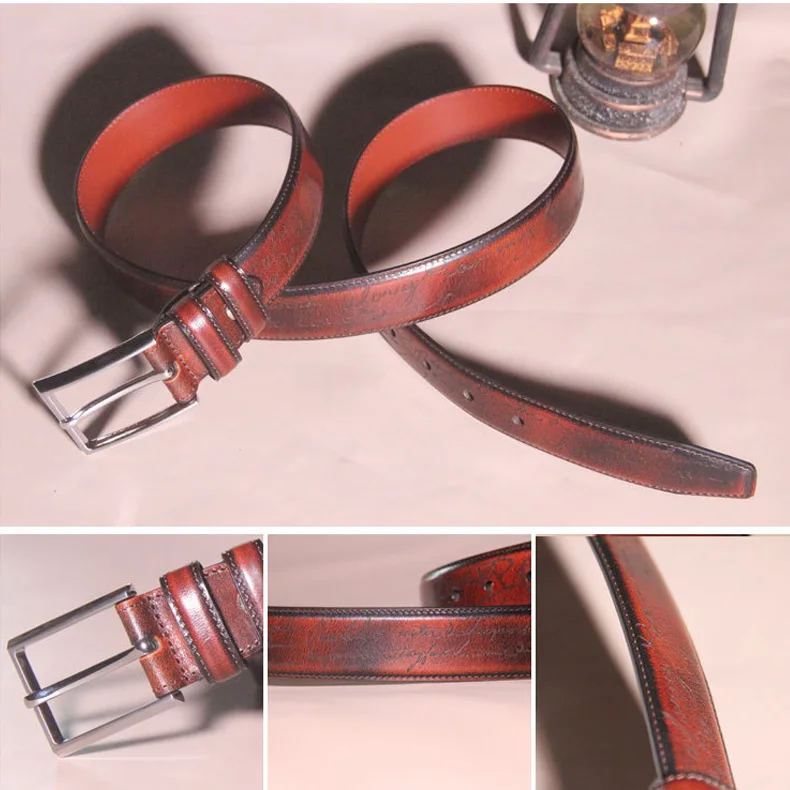 Personalized Letters Embossed Square Zinc Alloy Buckle Men Belt