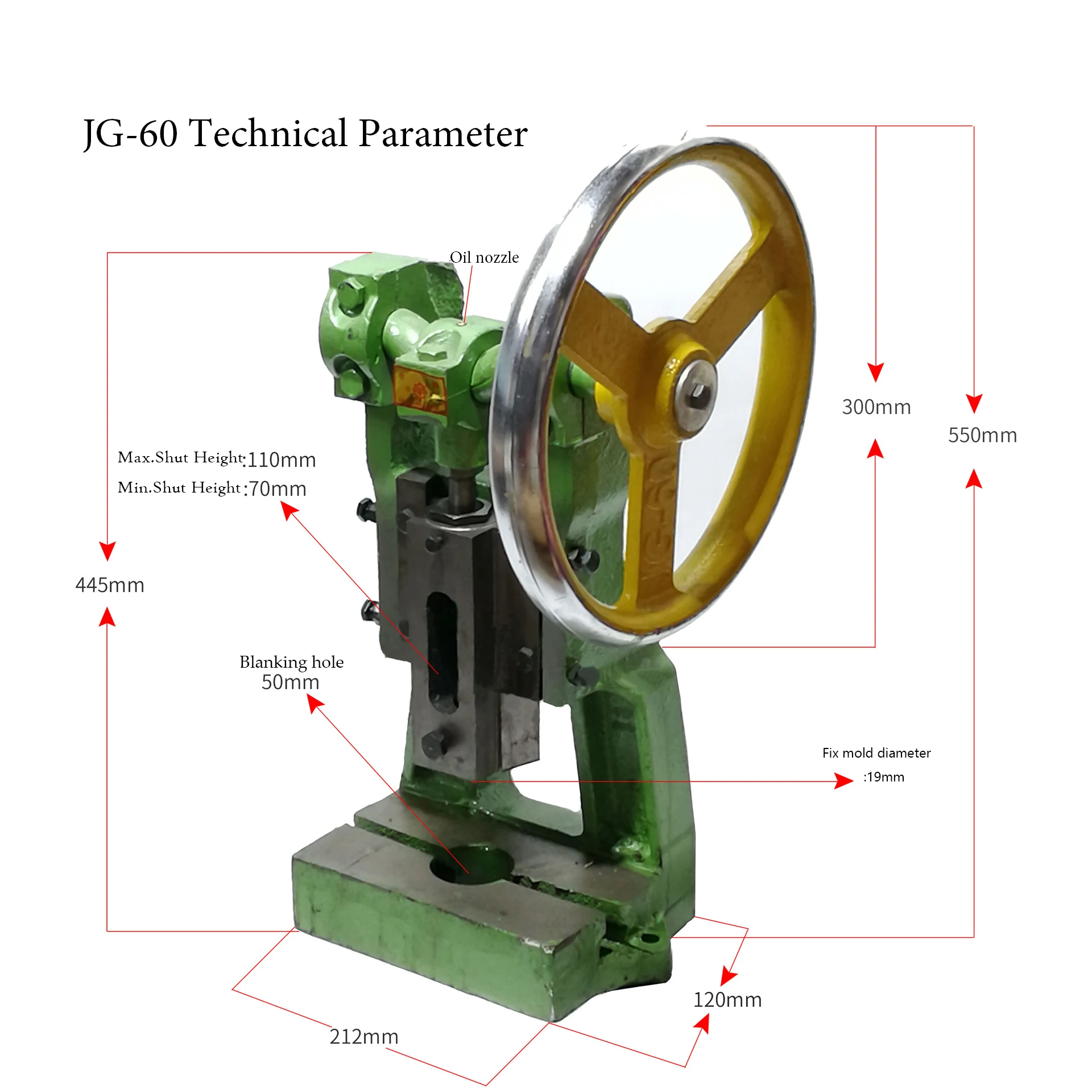 Manual Hand Crankshaft Press Punch Machine with 10KN Force