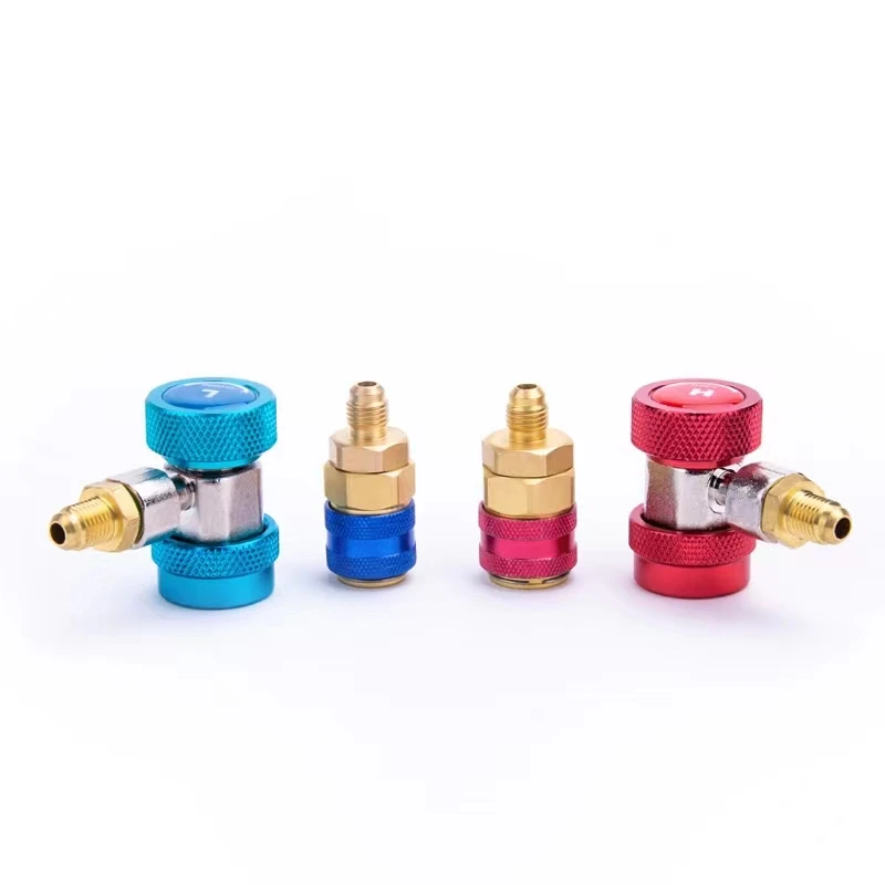 R1234YF H/L Auto Car Quick Coupler Connector Adapters for Land Rover Jaguars AC Refrigerant - Adjustable Manifold Gauge Set