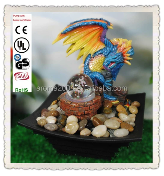 resin decoration crystal ball western dragon water fountains indoor