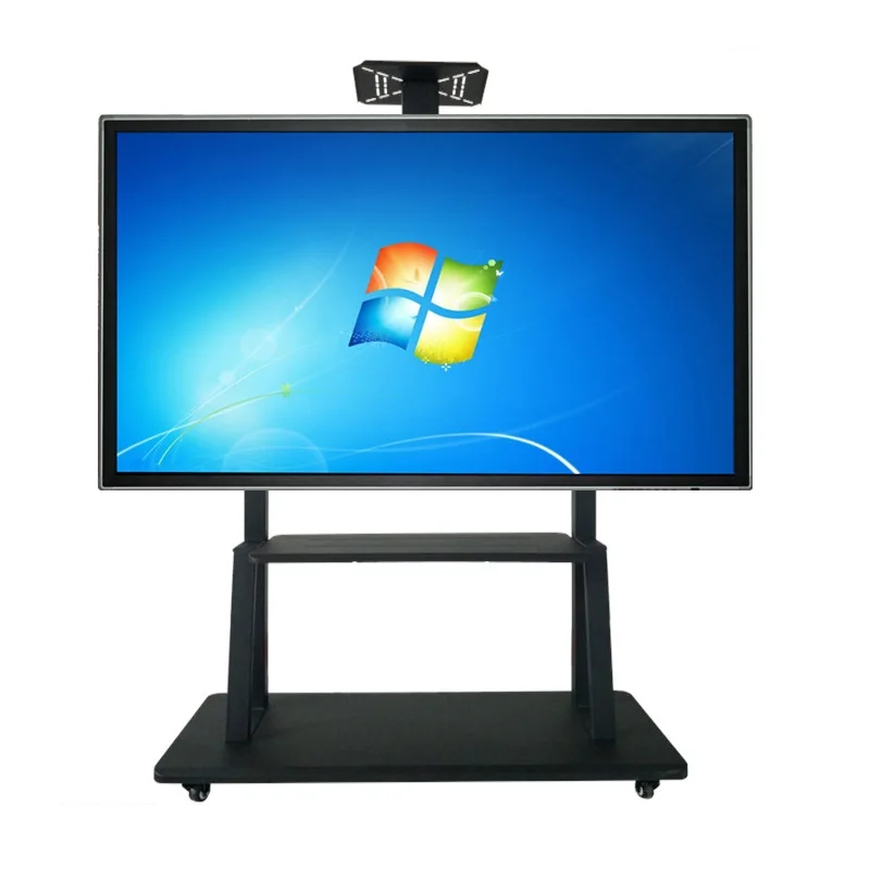 Super bearing Modern LCD TV Trolley Stand TV Cart smart digital interactive whiteboard Movable support metal cart with wheels