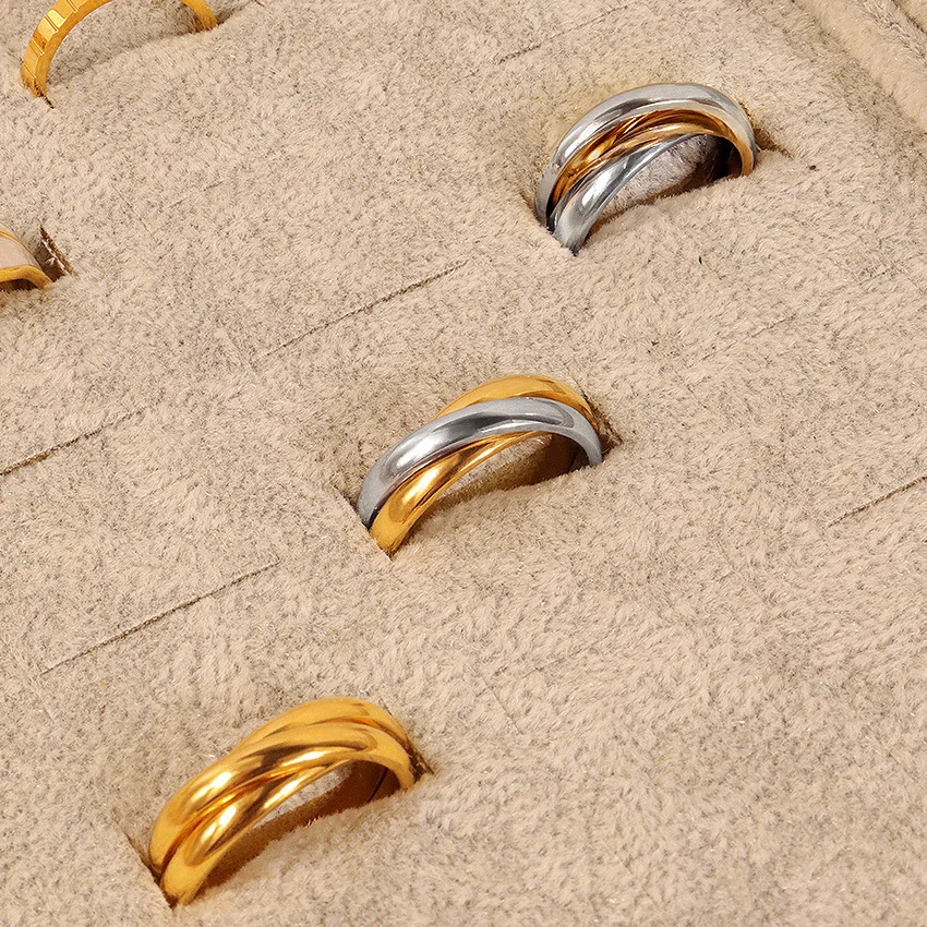 Amazon Titanium Steel Couple Ring Tricyclic Ring Rotary Motion Anti-Anxiety Wedding Engagement Gift Jewelry Stainless Steel