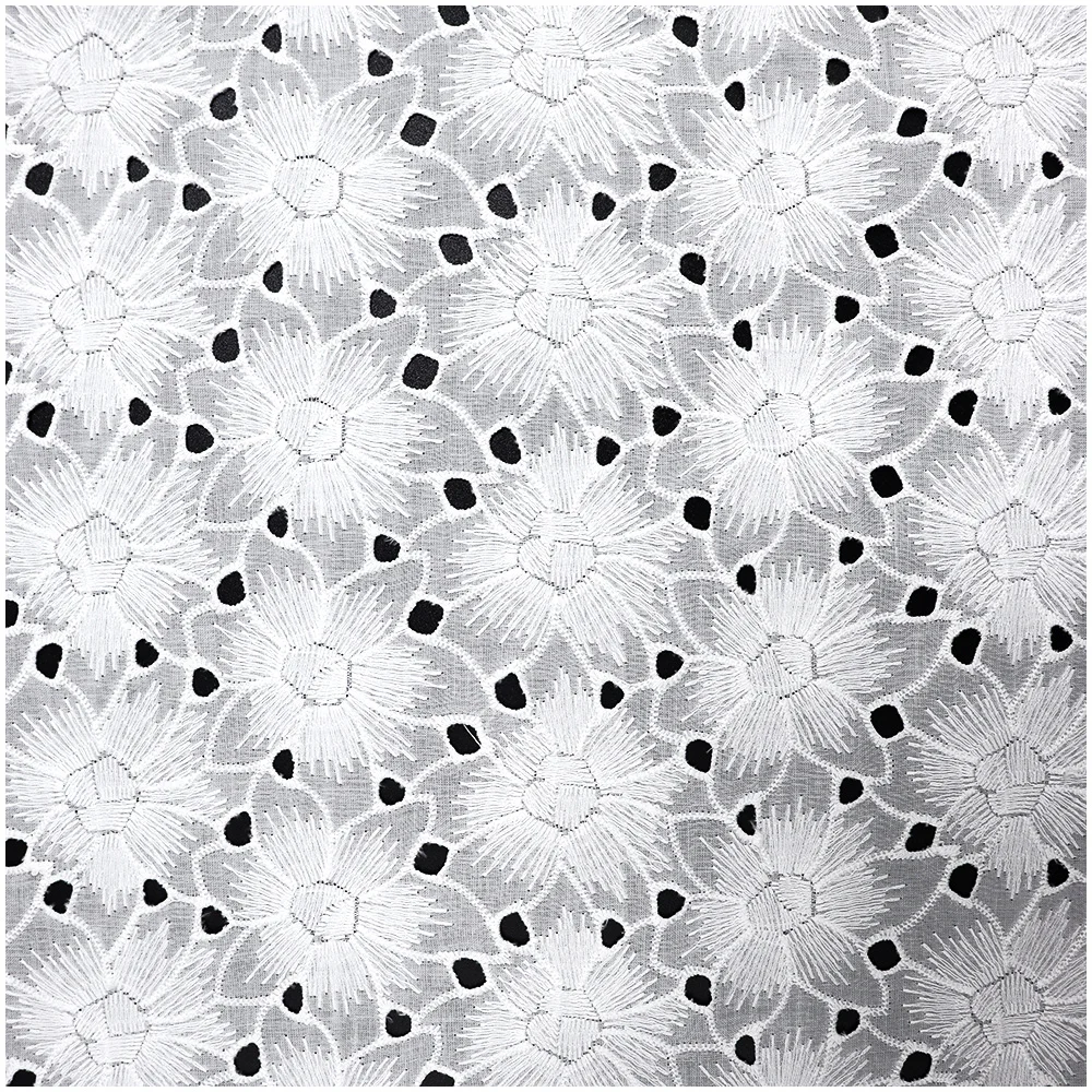 New high quality 100% cotton 3D Floral embroidery pure white exquisite lace embroidery lace for women and wedding dresses