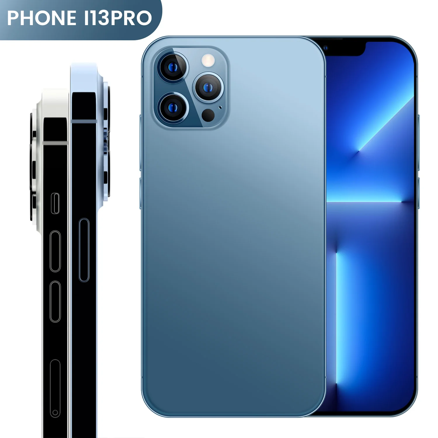 Оригинальный телефон i13 Pro MAX смартфонов на базе Android 16 ГБ + 512 ГБ phone13 10-ядерный 5G LET мобильных телефонов, не блокируется, Две сим-карты, чехол для телефона