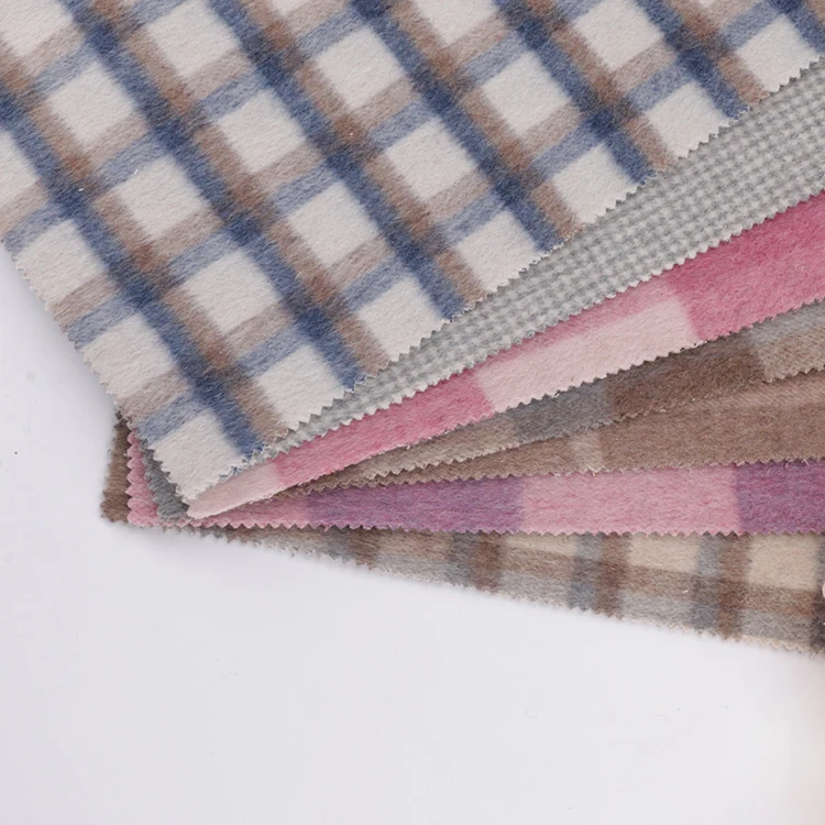 Wholesale 600GSM more colors 50% Wool 40% Polyester yarn dyed women checked coats fabric for clothes