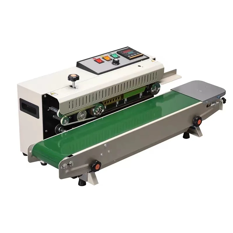 2024 FR-900 Band Sealer Machine Plastic Bag Vertical Continuous Band Sealer With Date Printer Hot Sealing Machine
