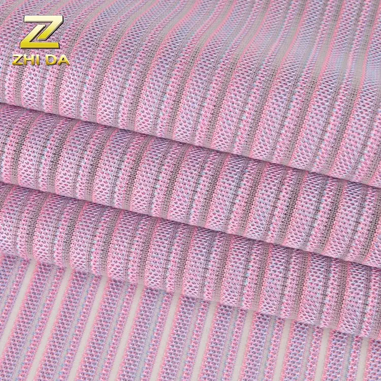 2020 new design stripe style mesh fabric in 100% polyester for fashion bags