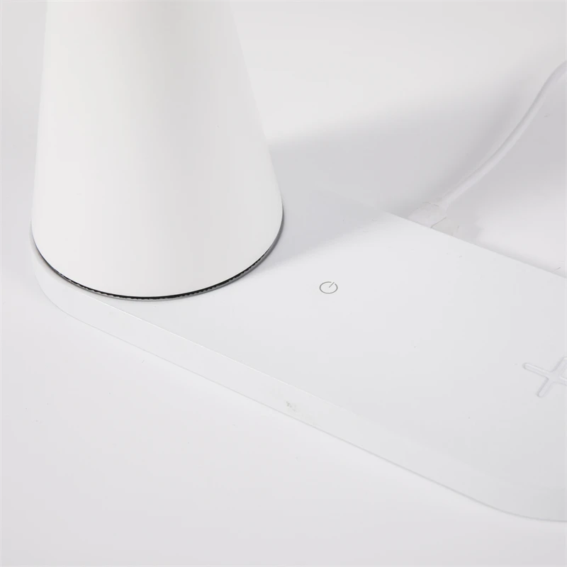 Mini G Shape Smart Desk Lamp, Cordless Bedside Table Lamp LED Wireless Charging Lamps with Speaker Alarm Clock