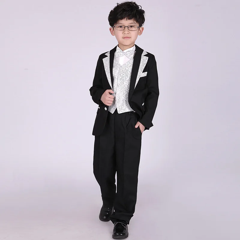 Toddler Boy Clothes Formal Tuxedo 2 - 8 Years Kids Boy Clothing Set4 Pieces Boys Dress Gentleman Party Suit Set Vest Pants