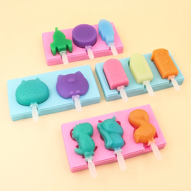 DIY creative three-dimensional dinosaur unicorn Flamingos Popsicle pudding jelly lollipop silicone mold