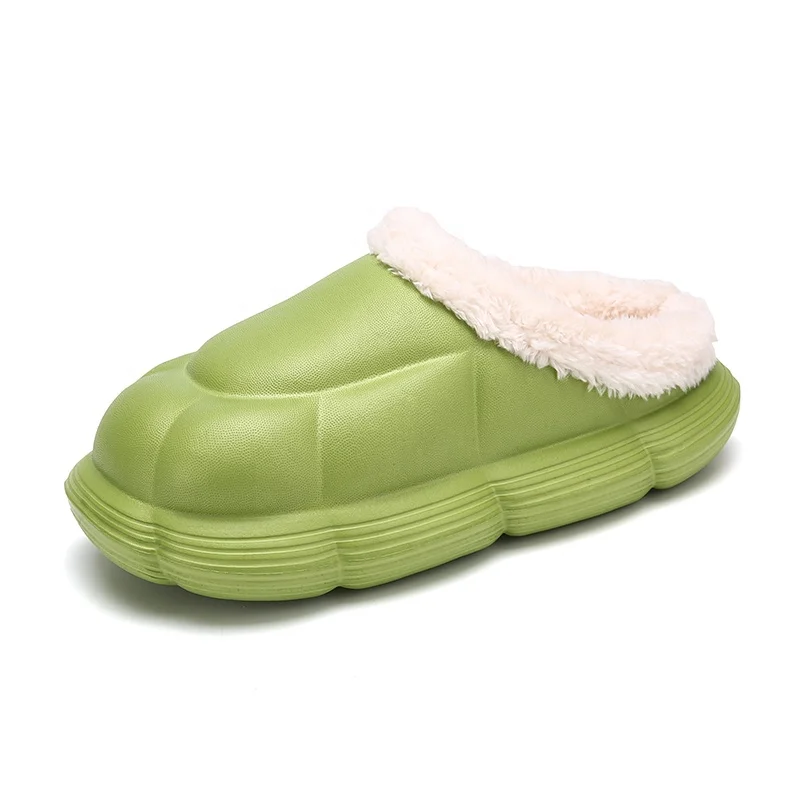 QY shoes Ins Hot sale Winter Plush Warm Garden Waterproof Clog Indoor Closed Toe Sandals Fur Clogs For kids  Turtle shell series