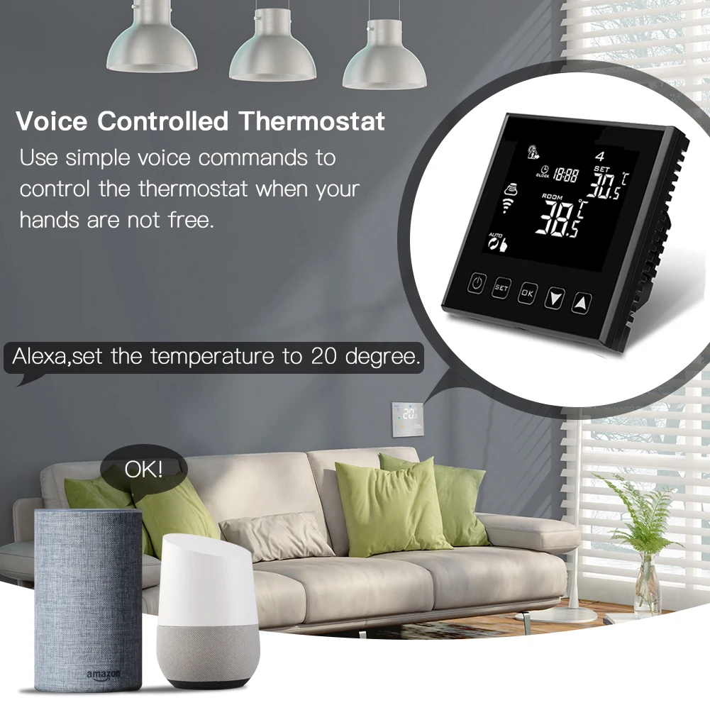 Smart Thermostat Warm Floor Programmable Google Room Wifi Touch Digital Screen Temperature Controller Heating Floor Tiles