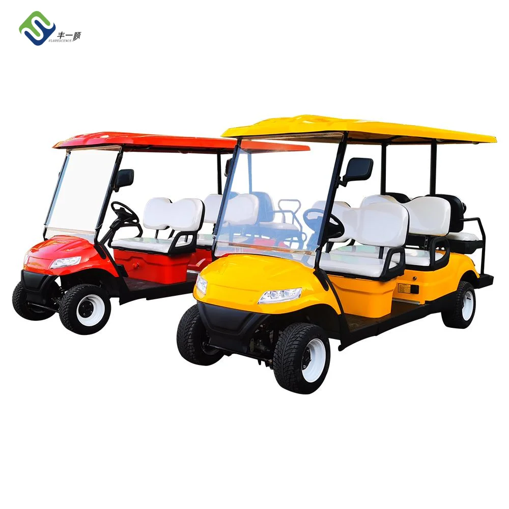 High quality six seat golf sightseeing cart Equipped with lithium battery for comfortable seats and windshield made in China