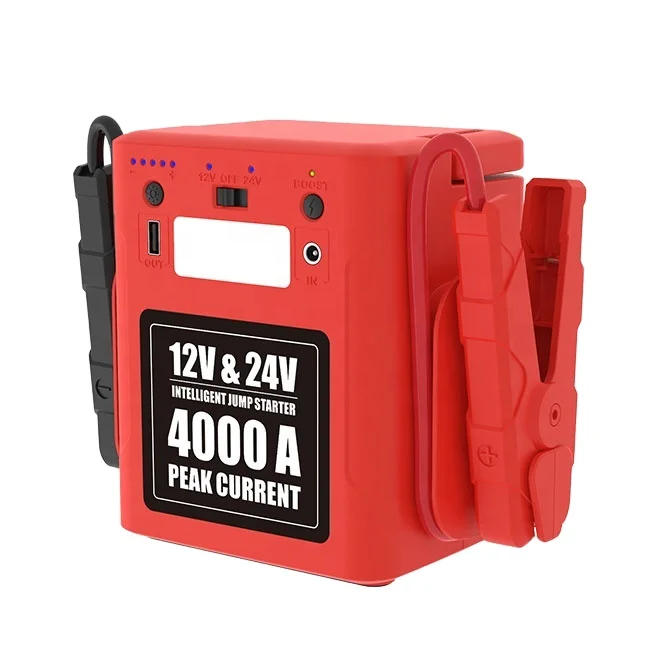 4000A Peak Current Portable 12 Volt Car battery Jump Starter Powerful 24 Volt Truck Heavy high booster duty