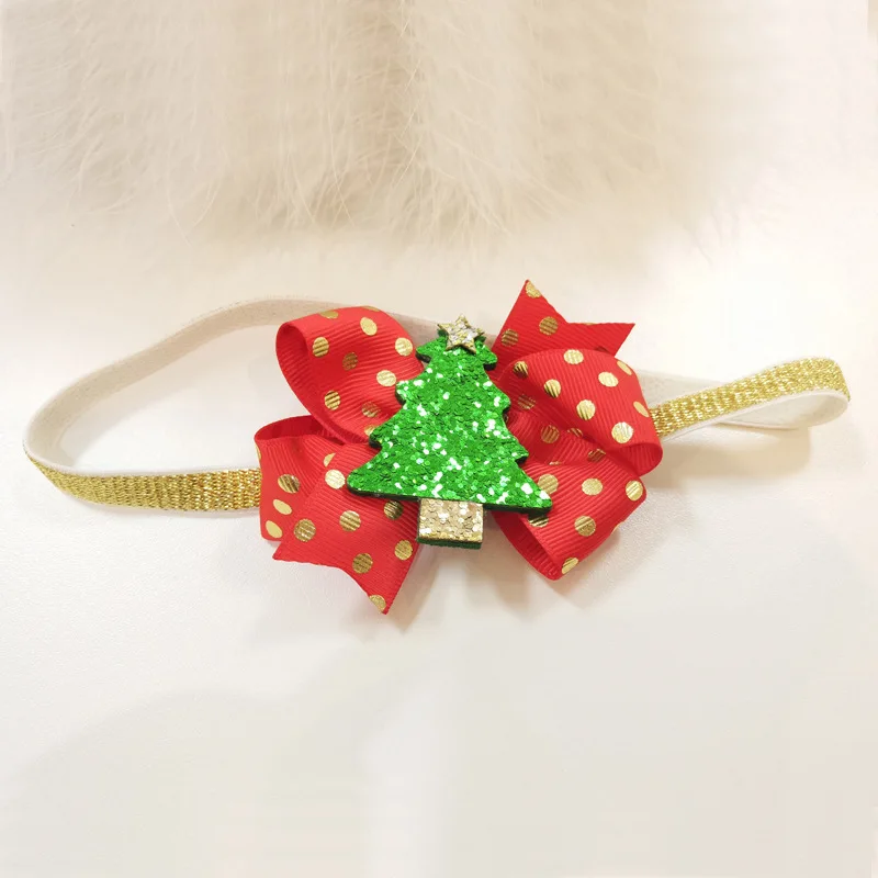 Luxury Custom Christmas Gifts Baby Hair Accessories Ribbons Sweet Cute Girl Hairbands Elastic Hair Bands Hair Ties