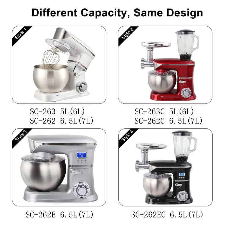 OEM 6.5L 7L  Multifunction Dough Electric Cake Mixer Household Kitchen Machines Stand Food Mixers With LCD Timer