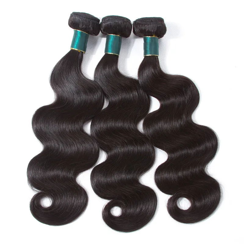 
Наращивание человеческих волос, Оптовая продажа, бразильские высококачественные необработанные волнистые натуральные черные цвета, 3 пучка волнистых волос 