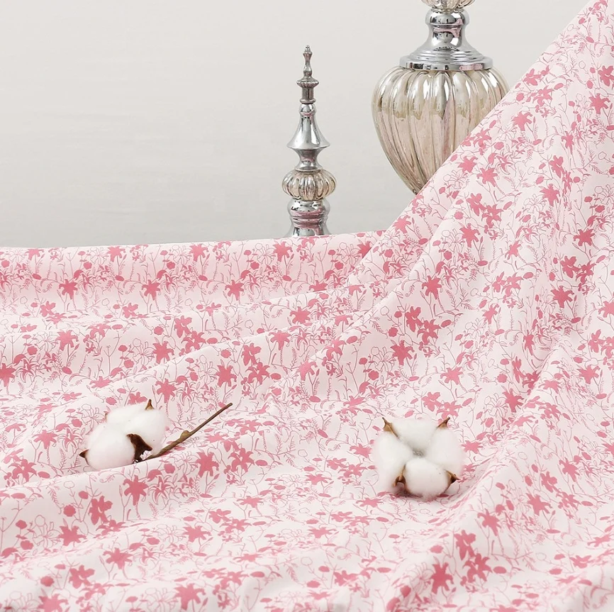 100% organic natural cotton 60s digital floral printed fabric 105g for Summer clothing dress,shirts,skirts,coat,trousers
