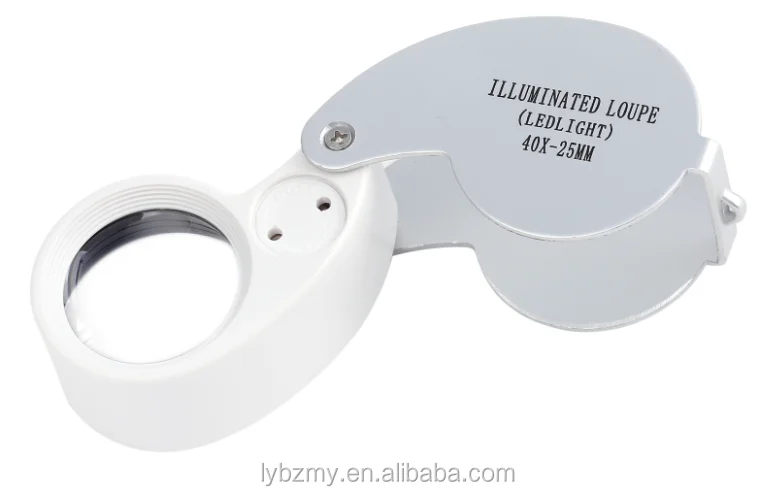 
40X folding LED lamp jewelry mirror 6-shape aluminum alloy shell magnifying glass 