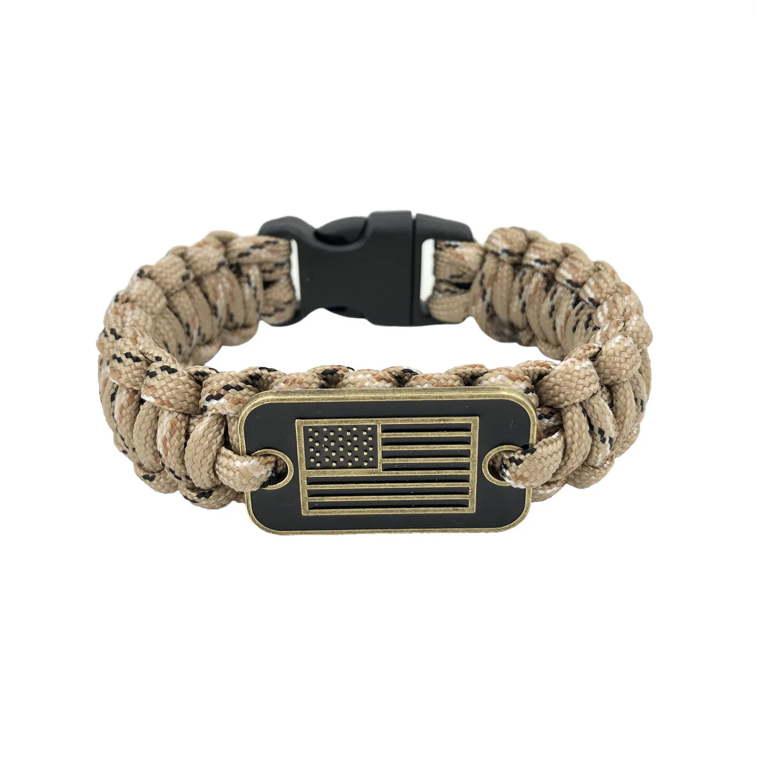 Outdoor Survival Paracord Bracelet with Natoinal Flag Adjustable Shackle Survival Bracelet